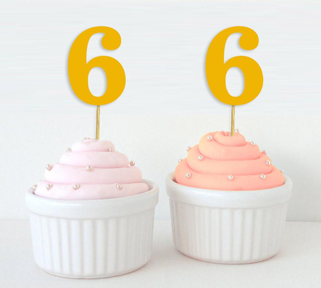 Darling Souvenir| Number 6 Birthday Year Cupcake Toppers| Birthday  Anniversary Party Dessert Decorations - Pack Of