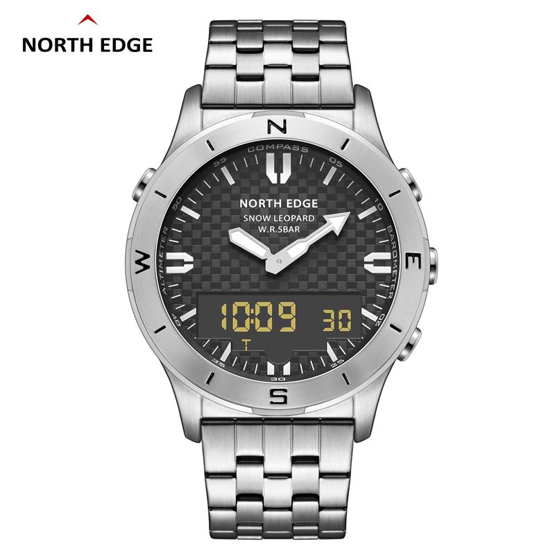 NORTH EDGE Men s Sports Watches Business Luxury Watch for Men Waterproof 50M Altimeter Barometer Compass Luminous Clock NORTH EDGE SNOW LEOPARD чёрный