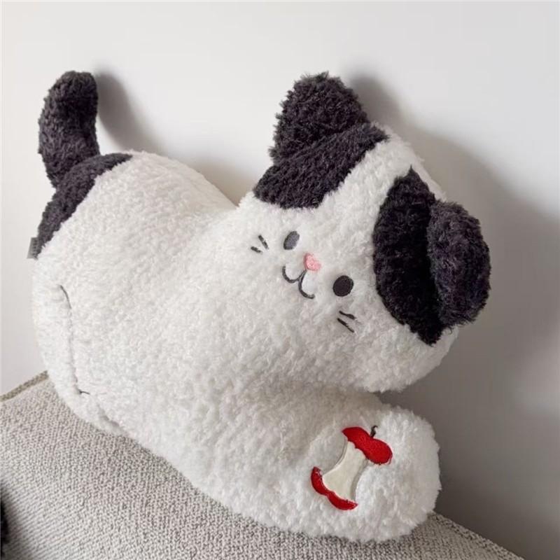 Cat Plush Cushion With Embroidered Cartoon Design For Living Room Decor