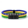 Nationale Flagge Armband Edelstahl Schwarze Schnalle Deutschland Frankreich Spanien Brasilien Ukraine Nationale Flagge Armband Hersteller