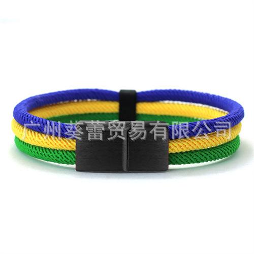 Nationale Flagge Armband Edelstahl Schwarze Schnalle Deutschland Frankreich Spanien Brasilien Ukraine Nationale Flagge Armband Hersteller
