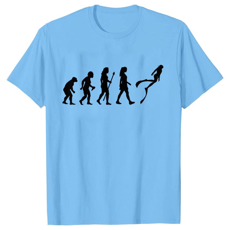 Funny Evolution of Diving Women T-Shirt Short Sleeve O-Neck Tees Fashion Scuba Diver Girl Tops Casual Summer Female Clothing