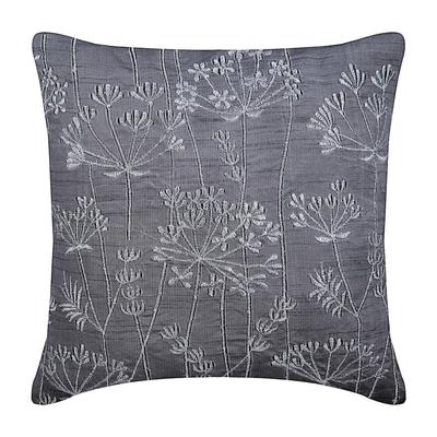 Pillow Cover Gray Hmade Charcoal Grey Throw Pillow Covers Willow Design Zardozi Embroidered Floral Contemporary - Willow Splendor