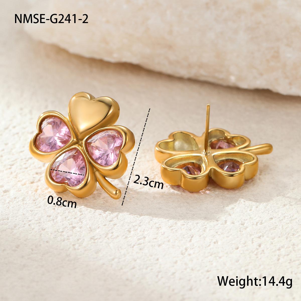GEMCHIC Women s Stainless Steel Earrings with Colorful Zircon Clover Design Heart Shape Love Earrings for Women Fashion Simple Trendy