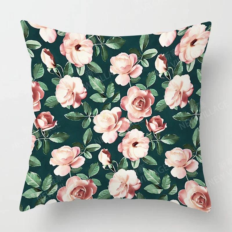 Nordic Fall Home Decor Autumn Throw Pillow Case Sofa Cushion Cover Modern  Plant Green Leaf