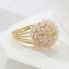 Elegant Temperament Inlaid Synthetic Opal Golden Plated Ring for Women's Fashion Banquet Wedding Engagement Jewelry Accessories