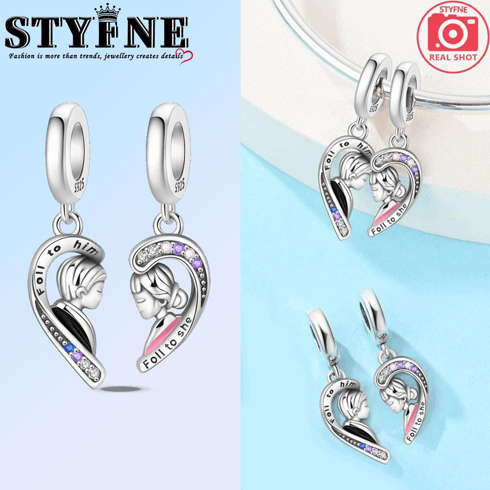 Copper Golden Couple Heart Angel Wings Charms Beads Pendant For Original Bracelet Woman Girl Jewelry