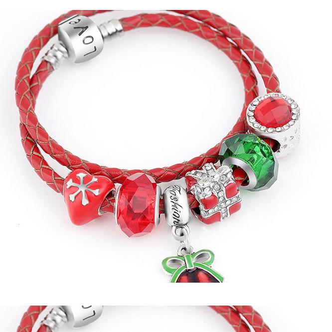 Bracelet de Noël en Perles avec Pendentif Flocon de Neige et Diamants Incrustés - Bijoux de Mode Européens et Américains