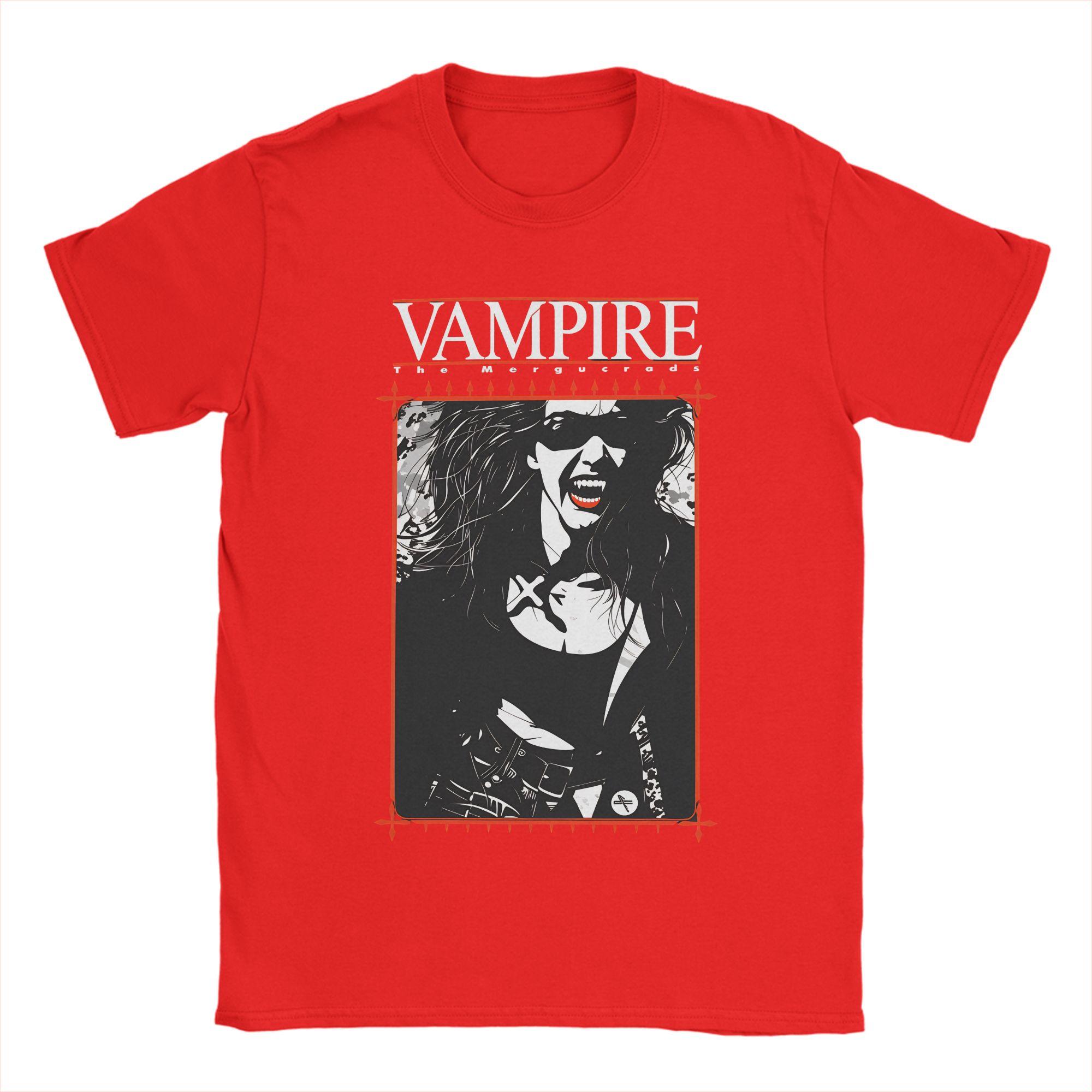 

Vintage TShirt Vampire the Masquerade Pure Cotton TShirts Hippie Tee Shirt for Couple Summer Awesome Design Short Sleeve Tees S