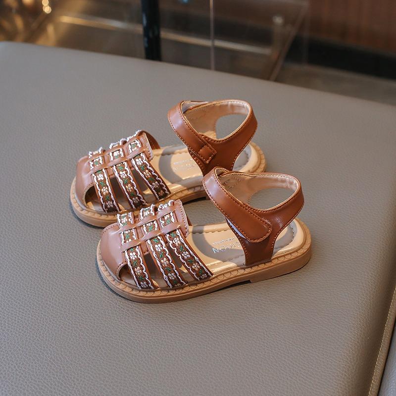 Girls’ Roman Sandals, Summer New Arrival, Children’s Princess Shoes, Closed-Toe Soft-Soled Baby Girls’ Shoes, Beach Sandals
