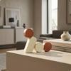 Geometric Bookend Faux Travertine Resin Textured Abstract Sculpture for Interior Designers,