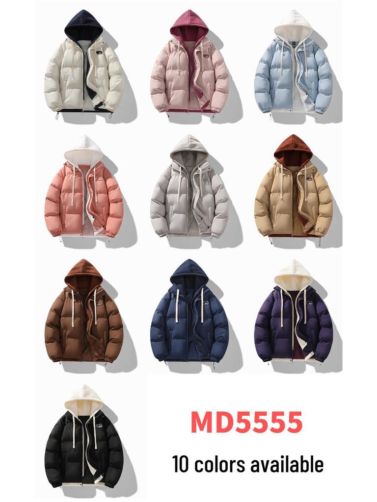 Unisex Trendy Two-Piece Style Winter Cotton Jacket - Loose Fit, Warm, Hooded, Ideal for Couples.