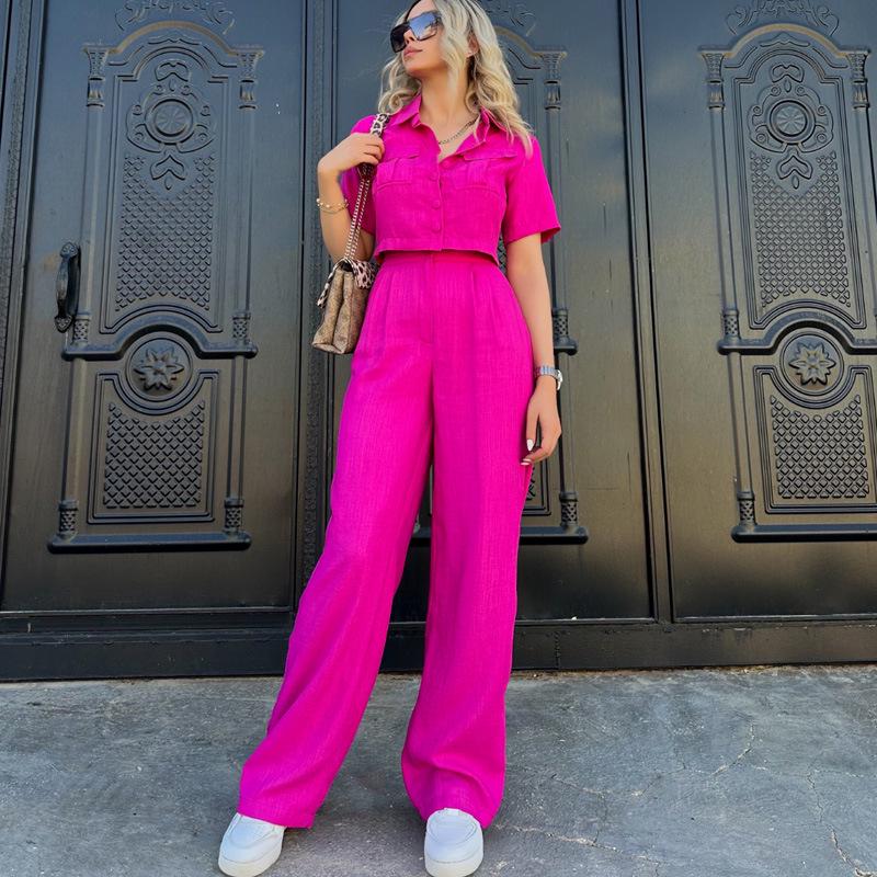 Damen Sommer Zweiteiler Set 2026: Europäischer und Amerikanischer Stil, Lässiges Kurzarm-Outfit