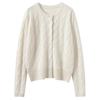 2025 Autumn/Winter Women's Chic Cashmere Cable Knit Cardigan with Pearl Buttons