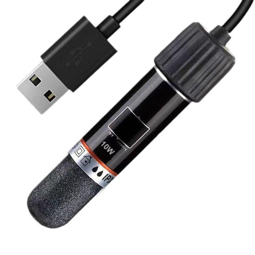 USB 10W Digital Display Aquarium Heater with Fixed Suction Cup Adjustable Small Water Tank Heat Rod Heater for Fish Tank