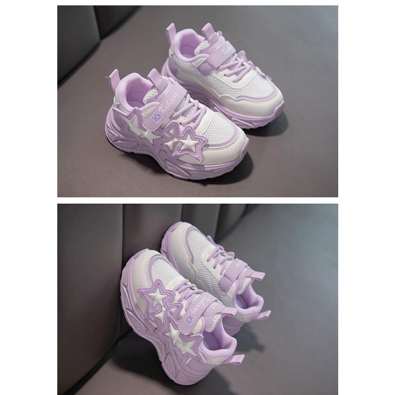 Girls' Sports Shoes Net Surface Breathable Spring and Autumn New Soft Soled Running Shoes for Children Big Daddy Shoes for Girls
