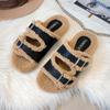 Women's Platform Slippers Fashion Outside Double Button Plush Slippers Women Winter Belt Buckle Slippers Chanclas Mujer