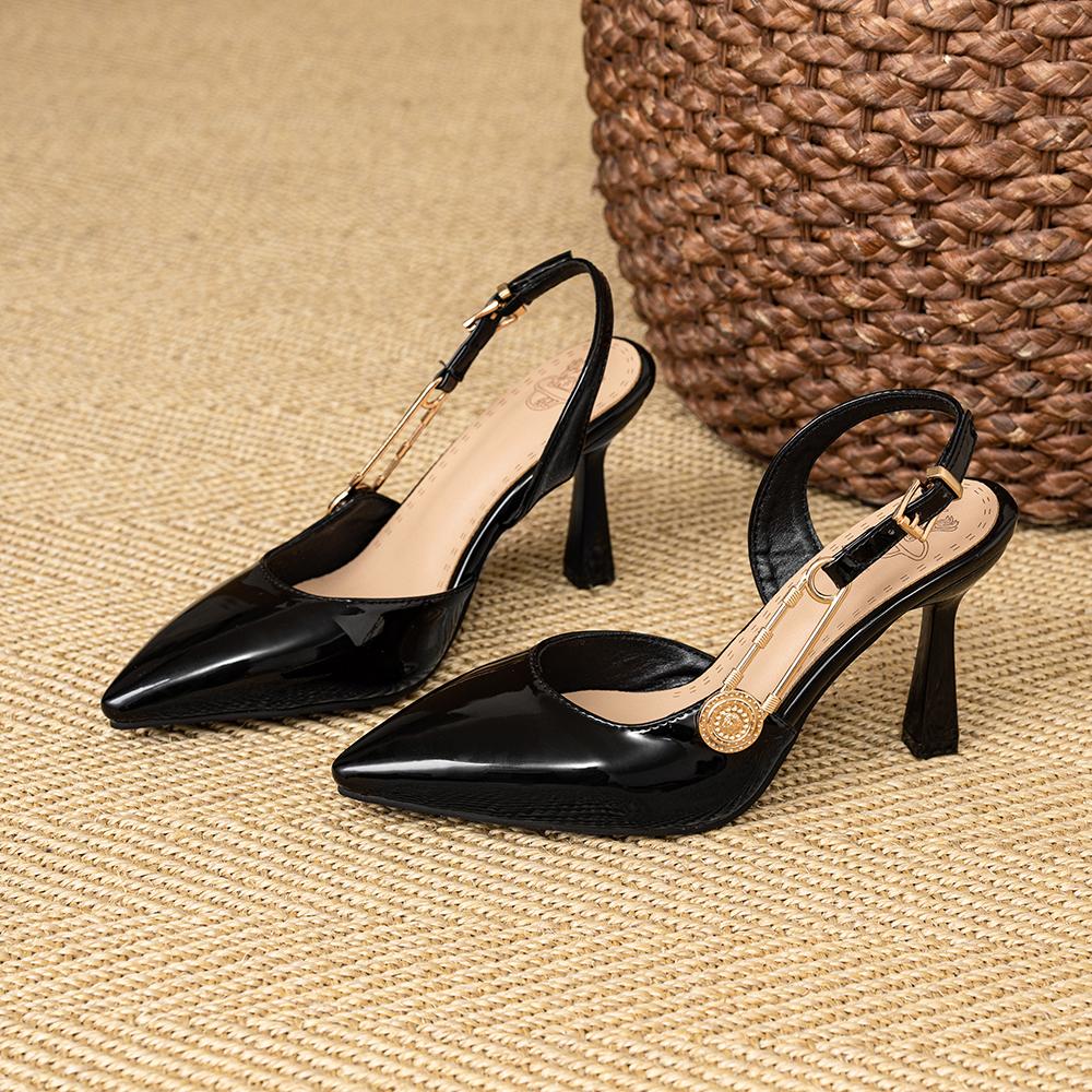 

Черные женские босоножки с открытой пяткой на высоком каблуке, размер 33–47 39 чёрный