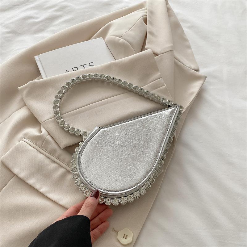 Xiaohongshu same niche design celebrity rhinestone love banquet handbag French dinner bag women 2025