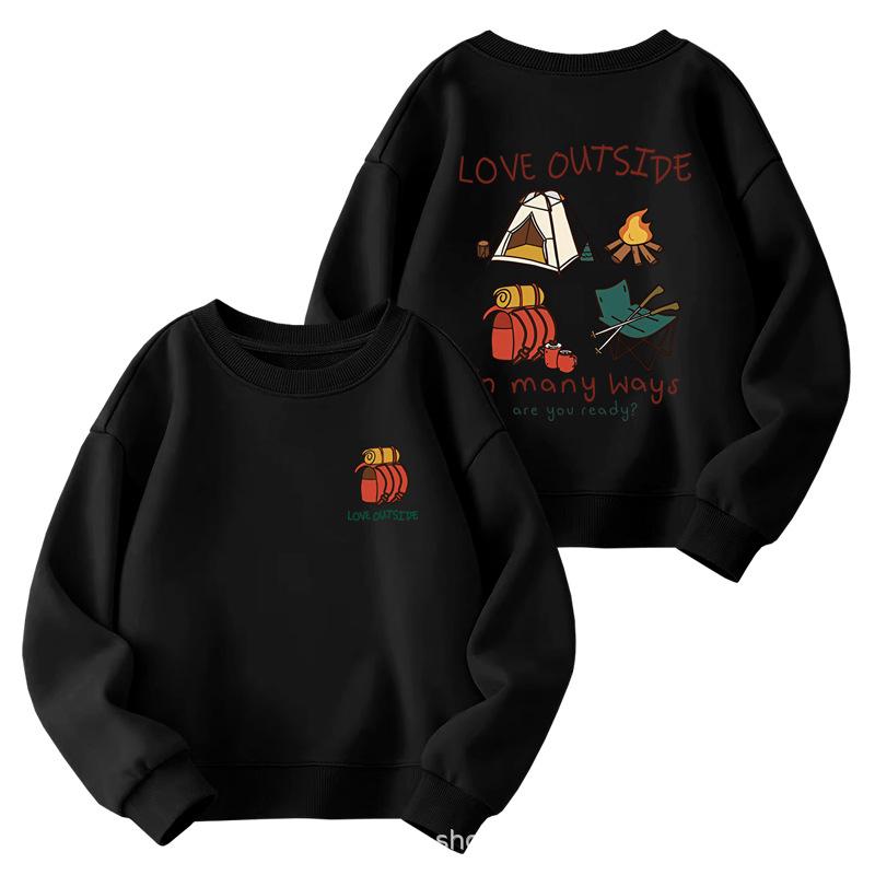 Kids' Cartoon Print Crew Neck Sweatshirt – Casual, Lightweight, Spring/Autumn 2025