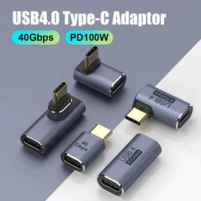 Type-C OTG Adapter 240W Fast Charging Data Converter USB4.0 40Gbps Support 8K 60Hz USB C 90/180 Degree Elbow Adapter