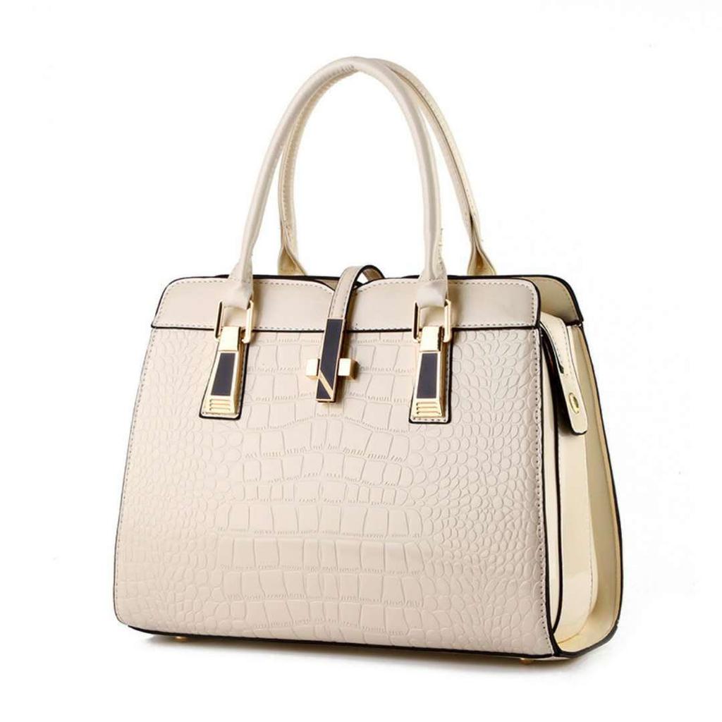 Women's One Shoulder Bag Bright Leather Crocodile Texture PU Leather Portable Women's Bag One Shoulder Diagonal Large Capacity Women's Bag