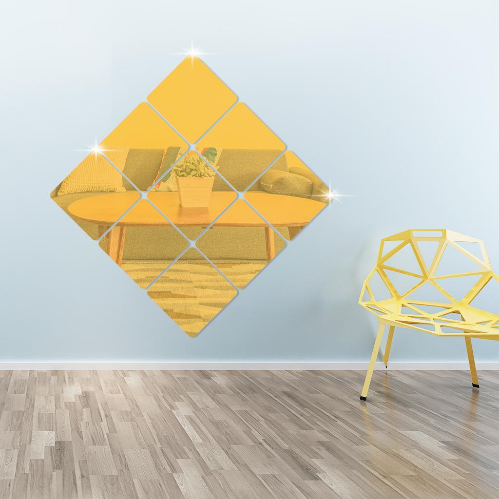 6pcs Self Adhesive Mirror Sheets Flexible Non Glass Mirrors Removable Mirror Wall Stickers Home Room Bedroom 3D Wall Decor