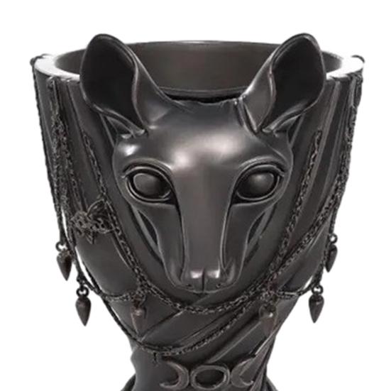 Egyptian Cat God Vase, Halloween Gothic Matte Black Vase, Dark Style Flower Holder, Multifunctional Storage Container for Dried And Fresh