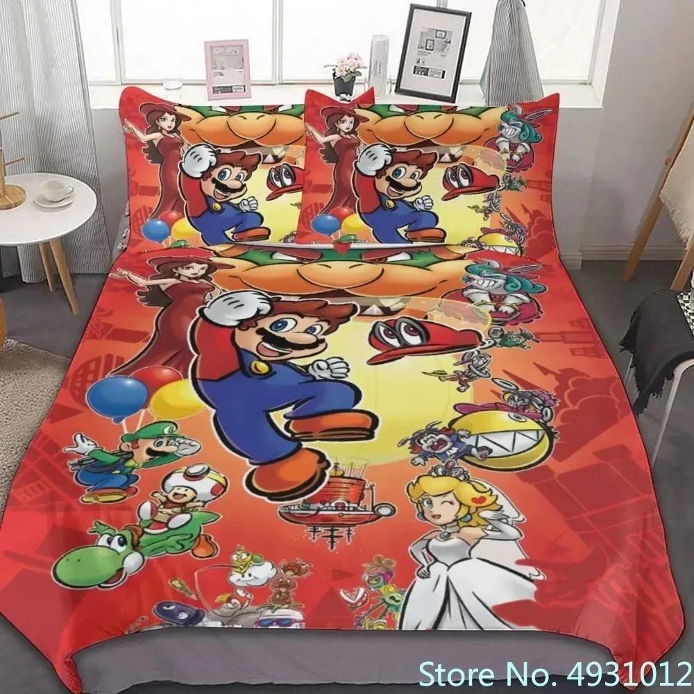 

Затишний дитячий комплект постільної білизни з аніме Super Mario Аніме 3D підковдра для дитини Дітей Підлітків Дорослого Домашній текстиль Покривало EU King(240*220cm)3pcs
