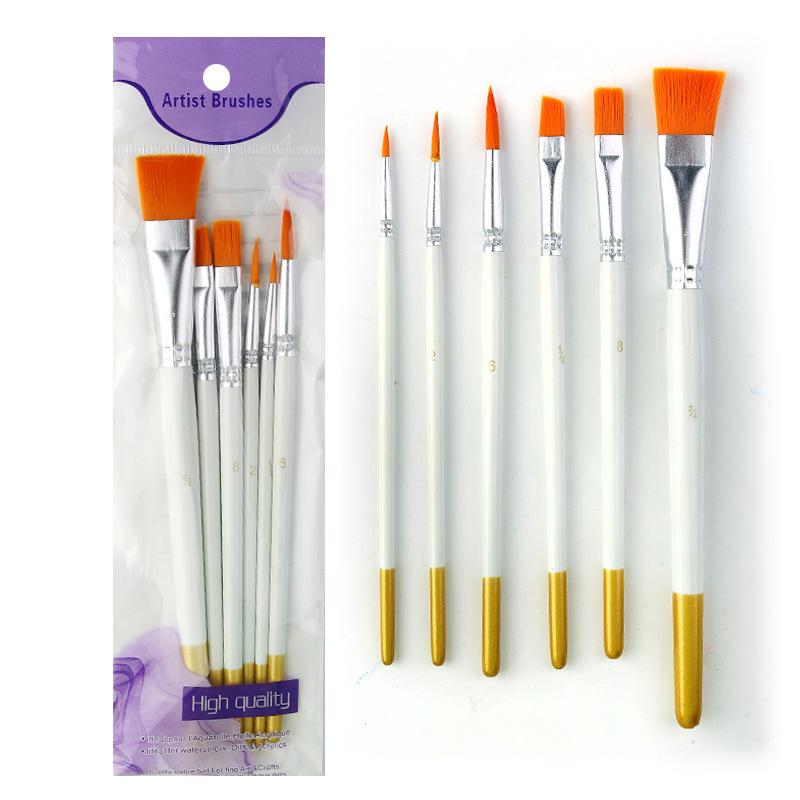 10-Piece Children's Paint Brush Set: Blue Handle Nylon Brushes for Acrylic, Watercolor, and Oil Painting