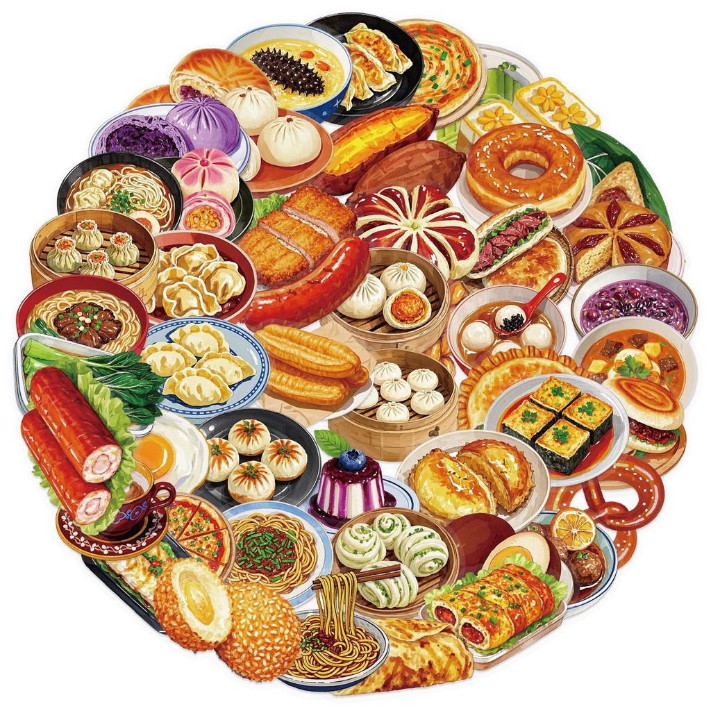 50PCS Transparent Chinese Food Sticker Pack - Waterproof PET for Scrapbooking, Guitar & Notebook Decor RecordingYourLife Store