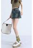 Spicy Girl Retro High-Waisted Letter Print Denim Skirt – Women's Slimming Hip-Hugging Short Skirt