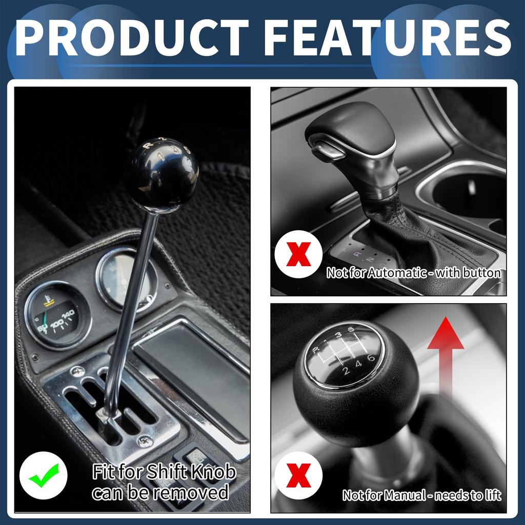 INFINAUTO Matte Frosted Finish Shift Knob 9.5cm Automatic Manual Car Gear Shift Knob with