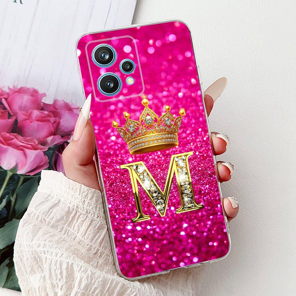 6.4" For Realme 9 Pro Plus Case RMX3392 Clear Fashion Luxury A-Z Letters Soft Bumper Cover For Realme 9 Pro+ Phone Case RMX3393