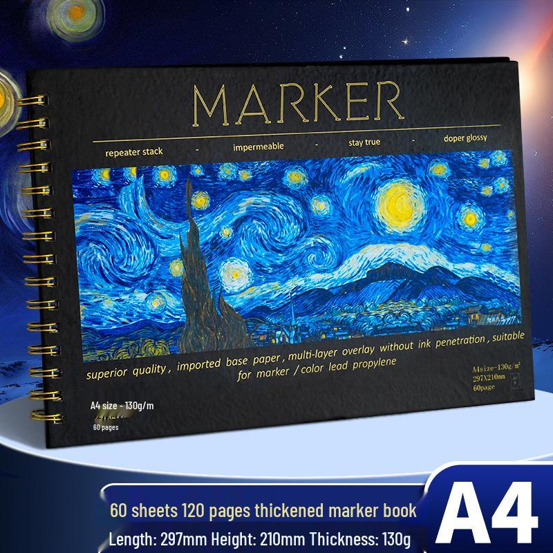A4 Cartoon Animation Marker Sketchbook for Art Students - 8K Drawing & Hand-Painted Book
