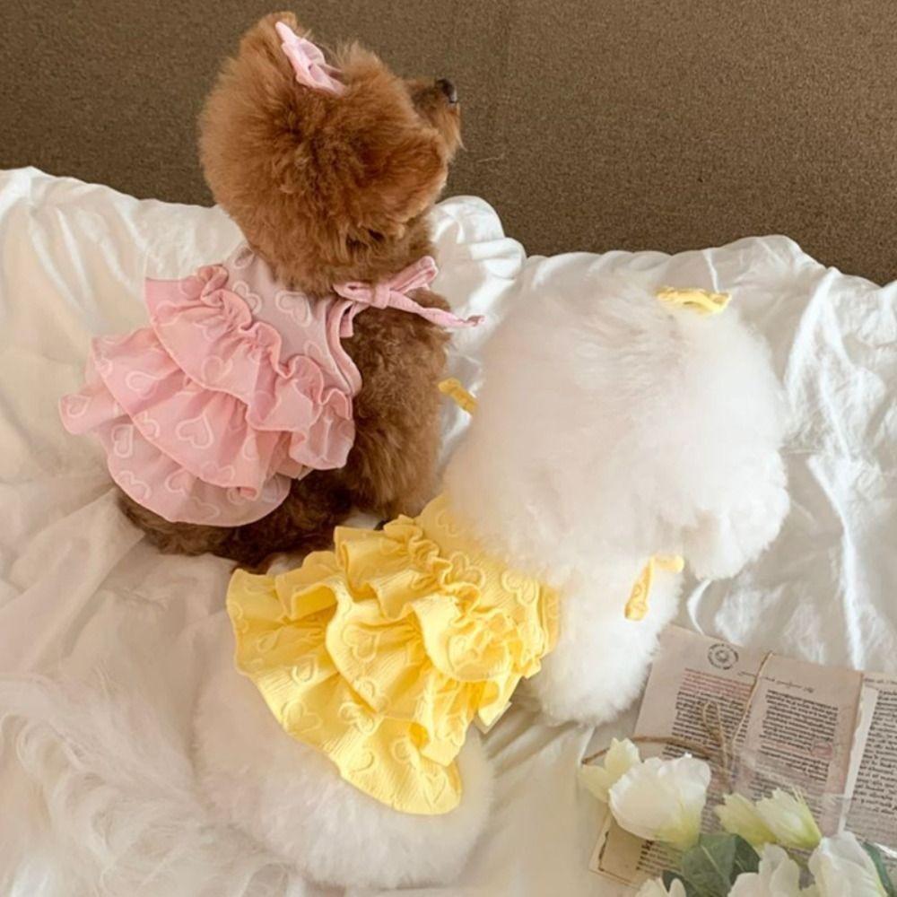 Soft Pet Love Strap Cake Skirt Breathable Cat  Princess Dresses Dog Vest  Spring/Summer