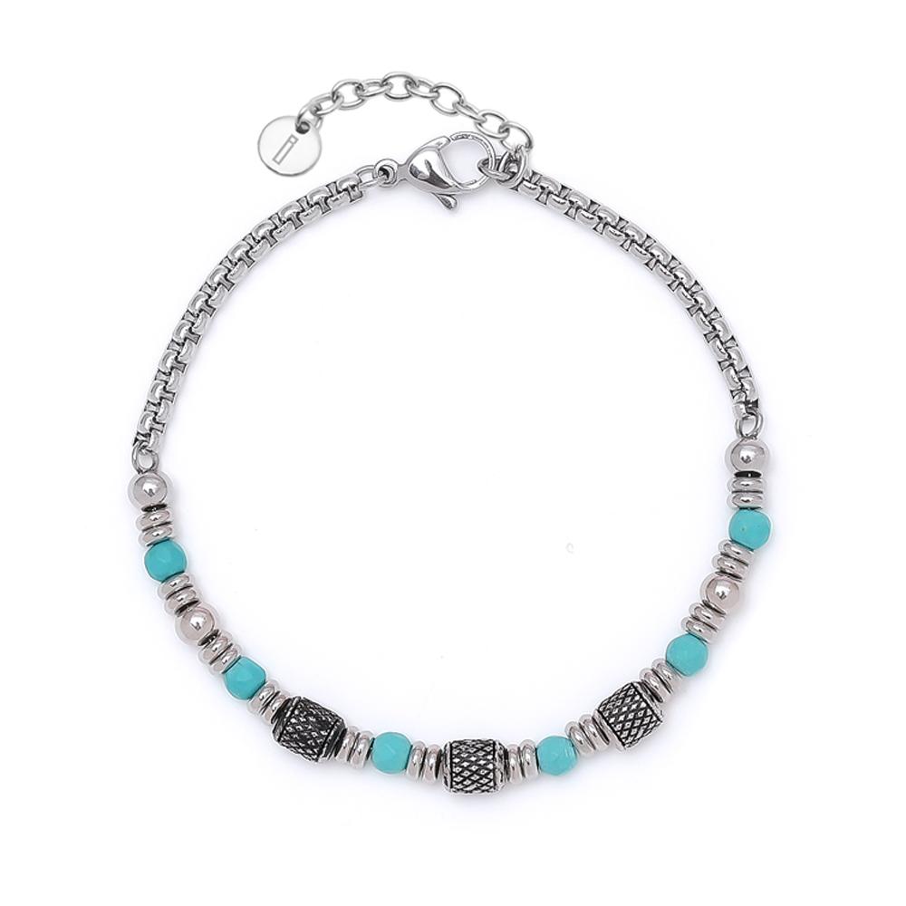 Blancier Ocean Line Bm257B1215 Turquoise Natural Gemstone Chain Men'S Bracelet