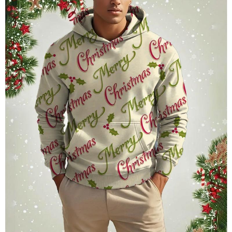 Men's 3D Print Christmas Graphic Hoodie Cute Santa Claus Pattern Loose Casual Comfortable Clothes Harajuku Style Kids Pullover
