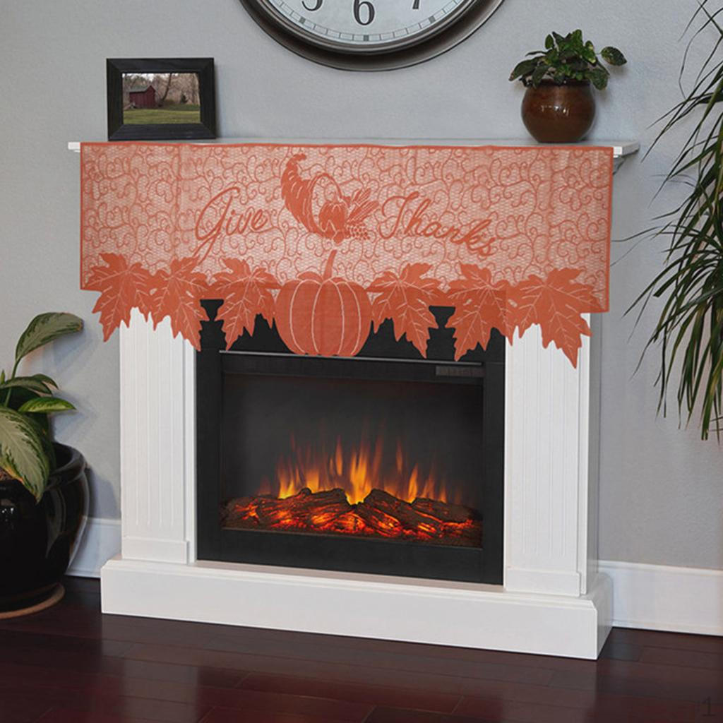 

Fireplace Cloth Runner Pumpkins Mantle Scarf Day Decor B