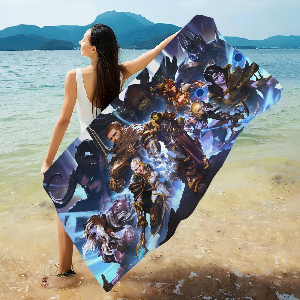 W-World Of W-Warcraft Game Microfiber Printed Beach Towel Mountain Climbing Yoga Beach Swimming Running Absorbent Soft Towel