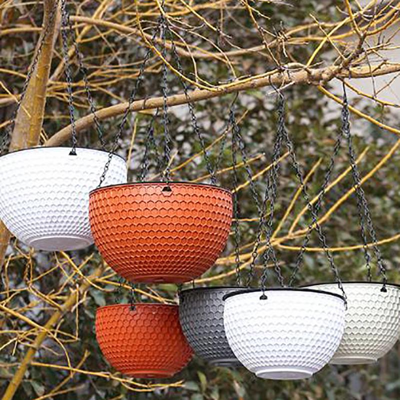 1Pcs Hanging Basket Flowerpot Garden Plastic Flowerpot Outdoor Flowerpot Chain Type Plant Hanging Basket Flowerpot