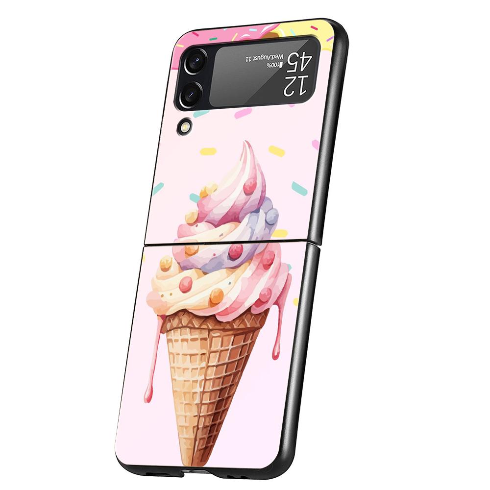 Eis-Hart-PC-Handyhülle Für Samsung Galaxy Z Flip 7 6 5 4 Schwarze Hülle Für Galaxy Z Flip 3 Faltbare Capas Fundas Coque Taschen