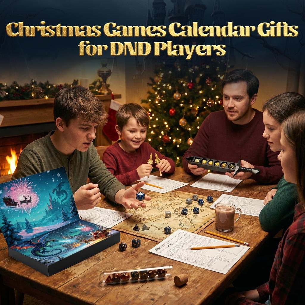 Dice Countdown Calendar 24 Days Christmas Halloween Advent Role Playing Game Dice Keepsake for Teens Adults Women Men RPG