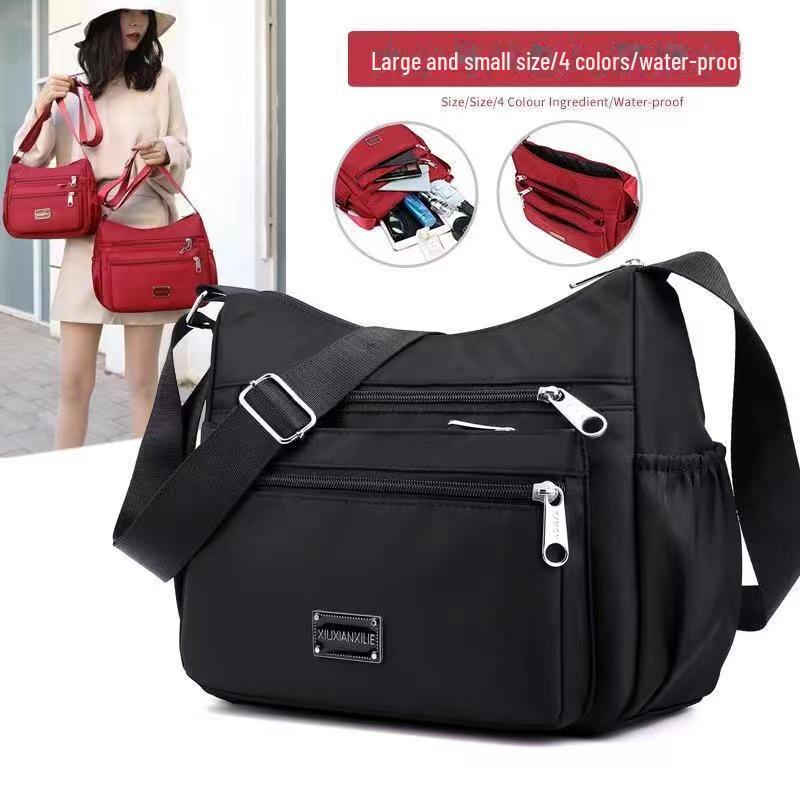Bolsa de ombro feminina de lona de nylon de grande capacidade: Bolsa de mensageiro com vários compartimentos para mães de meia-idade e idosas