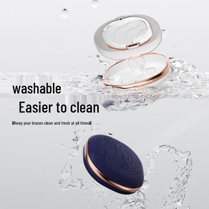 Portable Orthodontic Retainer Storage Box with Mirror