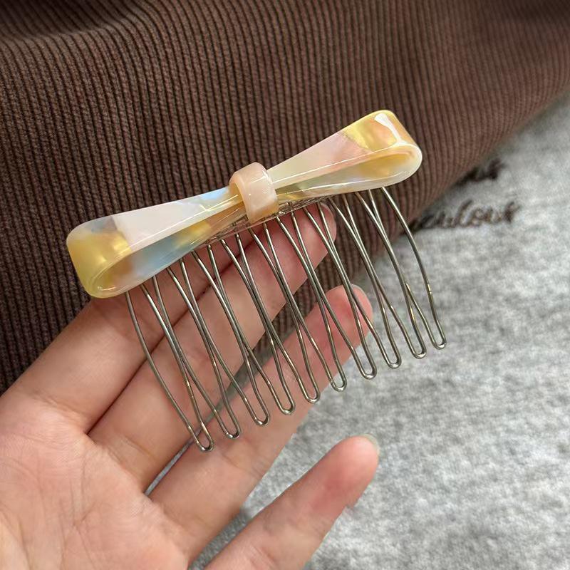 Elegant Japanese & Korean Style Acetate Bow Hair Comb for Women