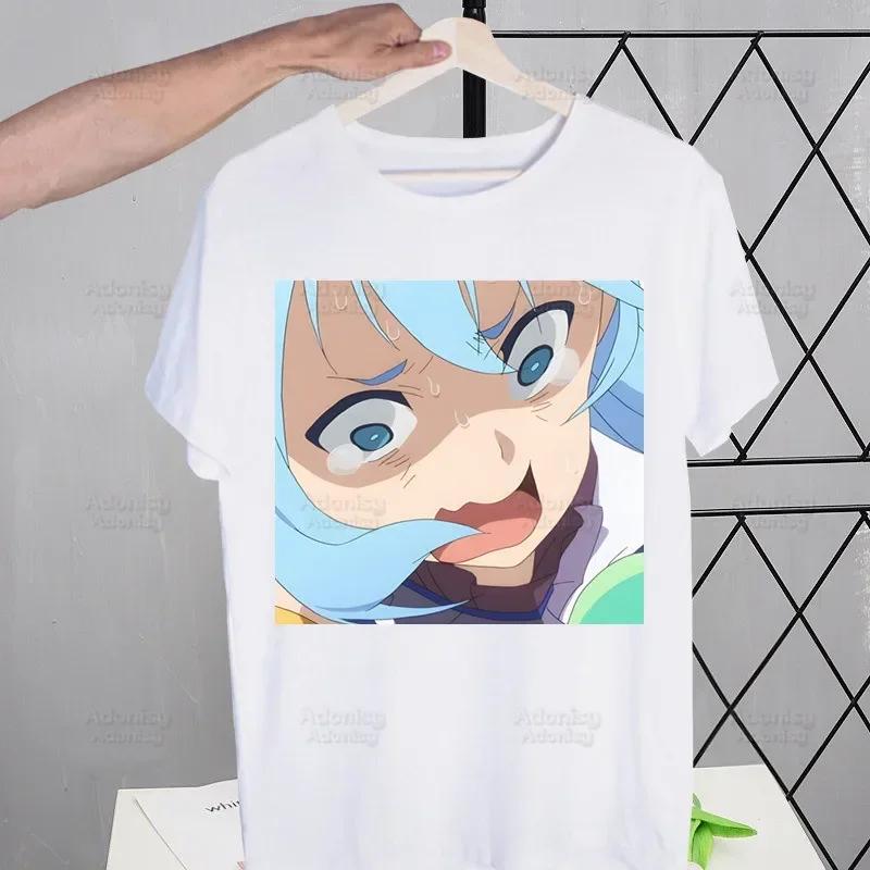 KonoSuba Megumin Kono Subarashii Kazuma Tshirts Men Shirt Harajaku Mens Clothing Summer Streetwear Casual Tee Short Sleeve Tops