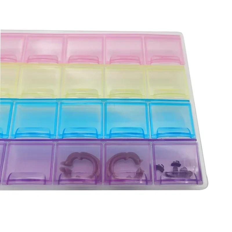 28 Grid Dental Storange Box with Individual Transparent Cover Materials Brackets with Ring Buccal Tube Storage Box