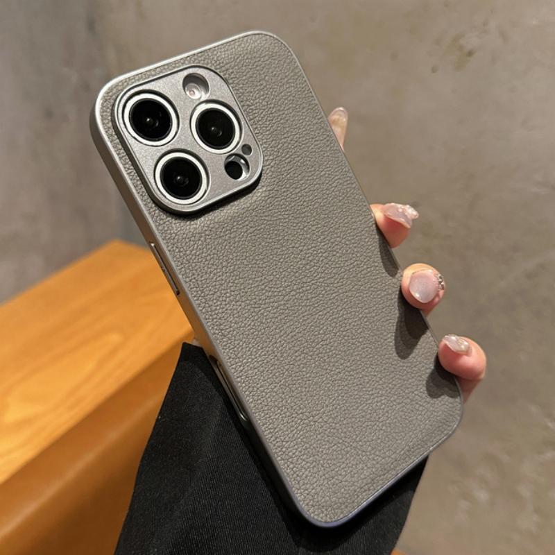 

Glossy Leather Matte Phone Case For iPhone 16 Pro 15 14 Plus 13 12 Pro Max Lens Protection Shockproof Soft Silicone Cover iPhone 14 Plus