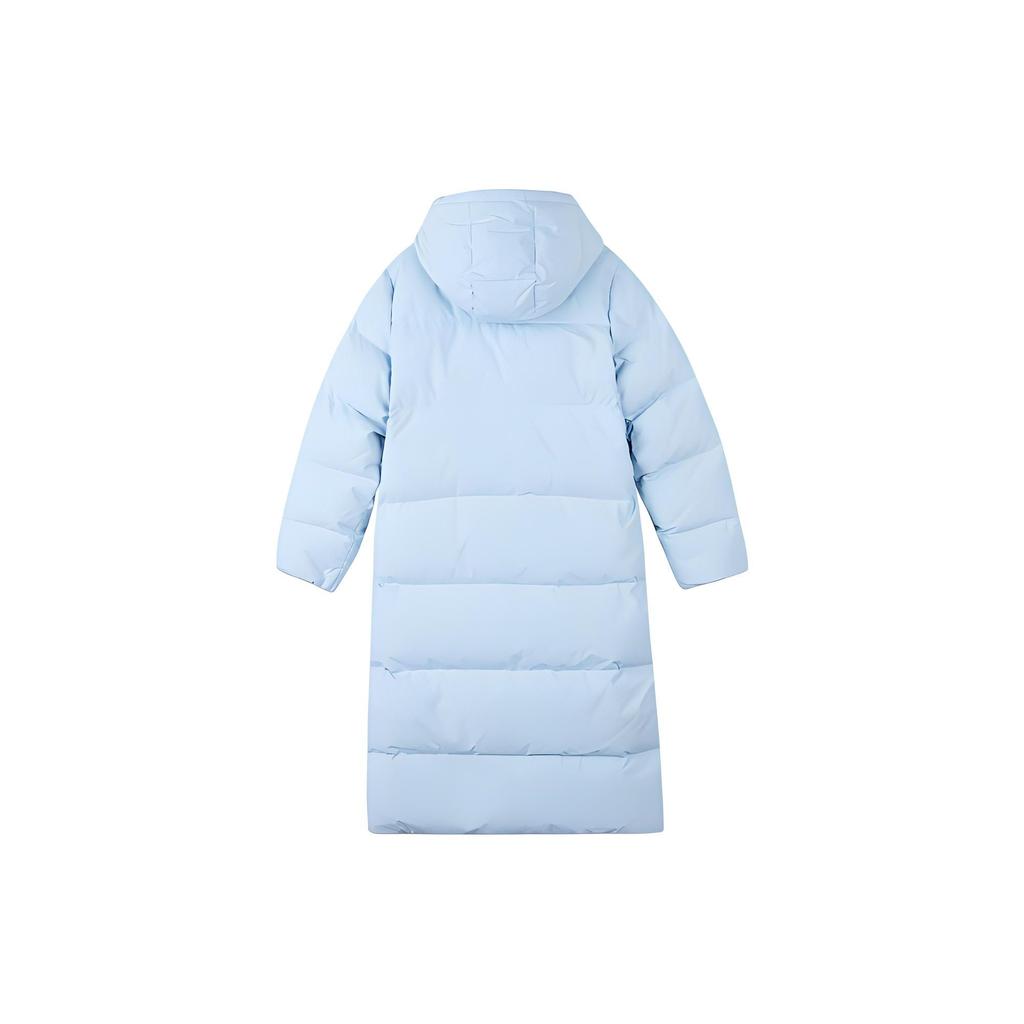Skechers Colorful Casual Series Solid Color Woven Hooded Mid-Length Down Jacket Women outerwear Cashmere-Blue L422W144-00F5